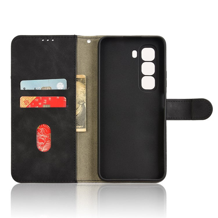 For Infinix Hot 50 Pro+ 4G Leather Case Skin-Feel Anti-Drop Wallet Flip Phone Cover - Black