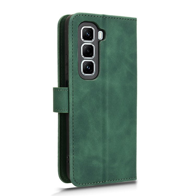 For Infinix Hot 50 Pro+ 4G Leather Case Skin-Feel Anti-Drop Wallet Flip Phone Cover - Green