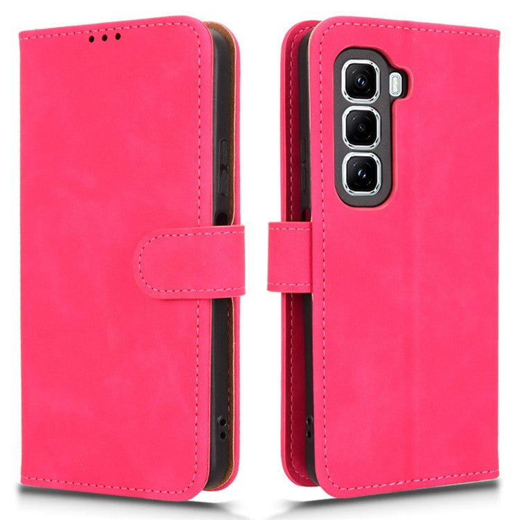 For Infinix Hot 50 Pro+ 4G Leather Case Skin-Feel Anti-Drop Wallet Flip Phone Cover - Rose