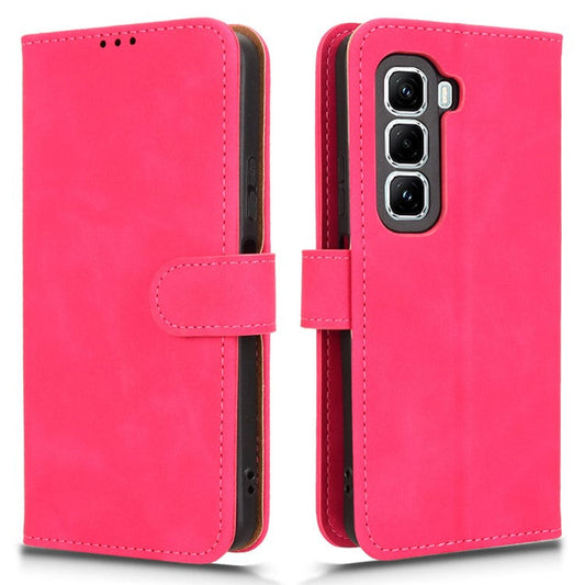 For Infinix Hot 50 Pro+ 4G Leather Case Skin-Feel Anti-Drop Wallet Flip Phone Cover - Rose