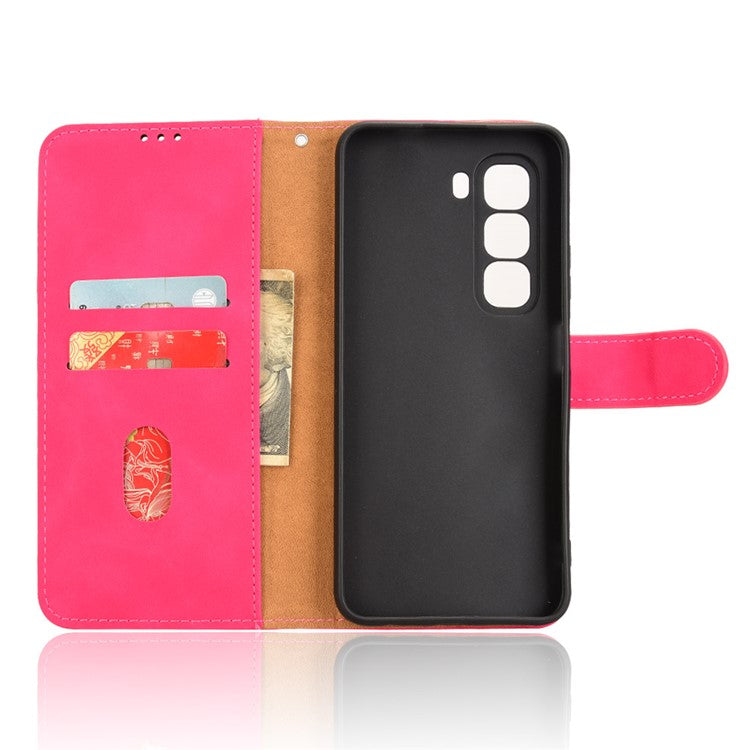 For Infinix Hot 50 Pro+ 4G Leather Case Skin-Feel Anti-Drop Wallet Flip Phone Cover - Rose