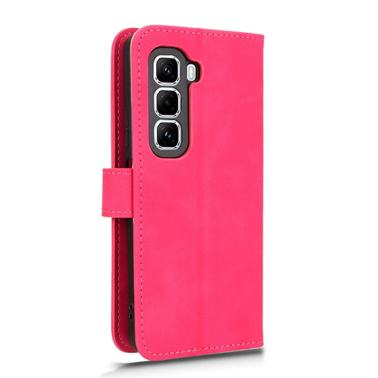 For Infinix Hot 50 Pro+ 4G Leather Case Skin-Feel Anti-Drop Wallet Flip Phone Cover - Rose