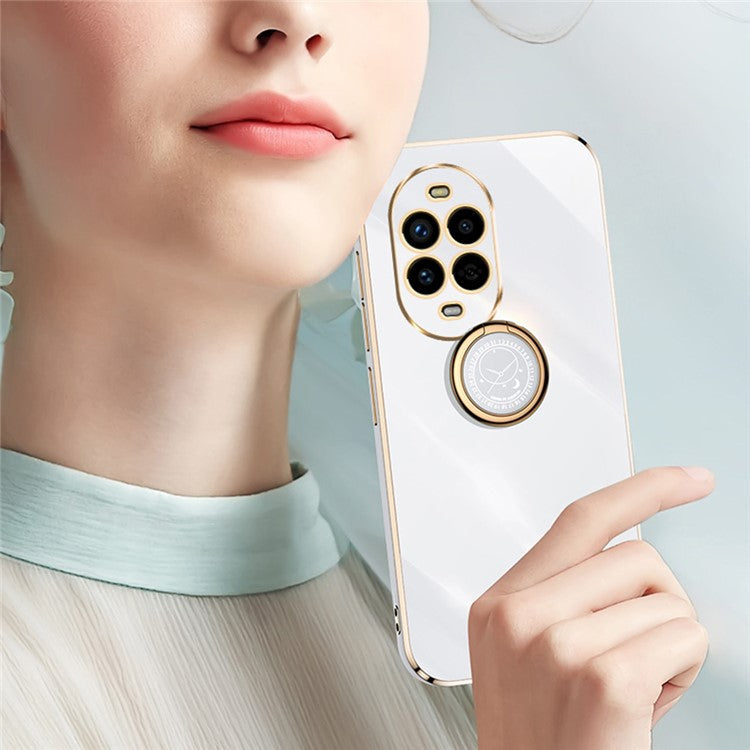 XINLI For Huawei nova 13 Pro 5G Case Ring Kickstand Electroplating TPU Phone Cover - Cyan
