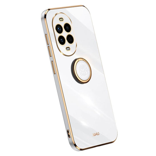 XINLI For Huawei nova 13 Pro 5G Case Ring Kickstand Electroplating TPU Phone Cover - White