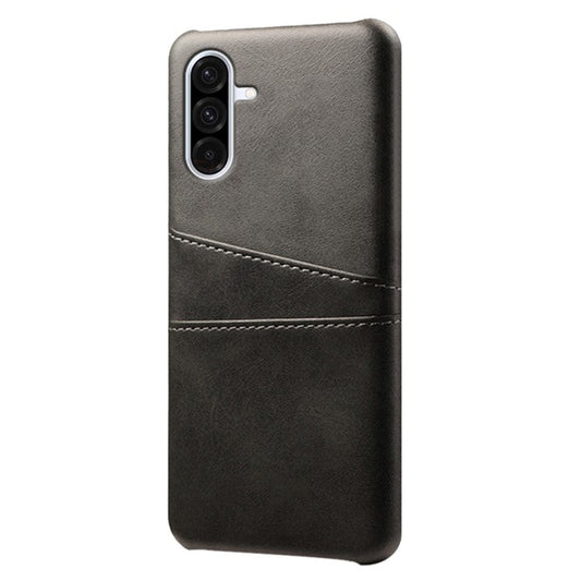 For Samsung Galaxy A36 5G Case Dual Card Slots PU Leather + Hard PC Phone Cover - Black
