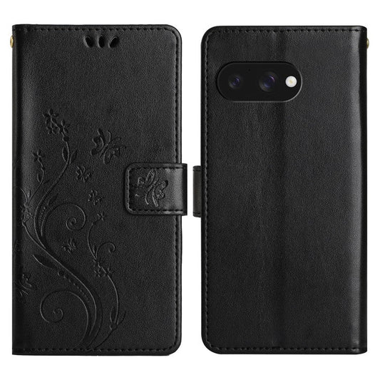 For Google Pixel 9a Case PU Leather Phone Wallet Cover with Strap - Black