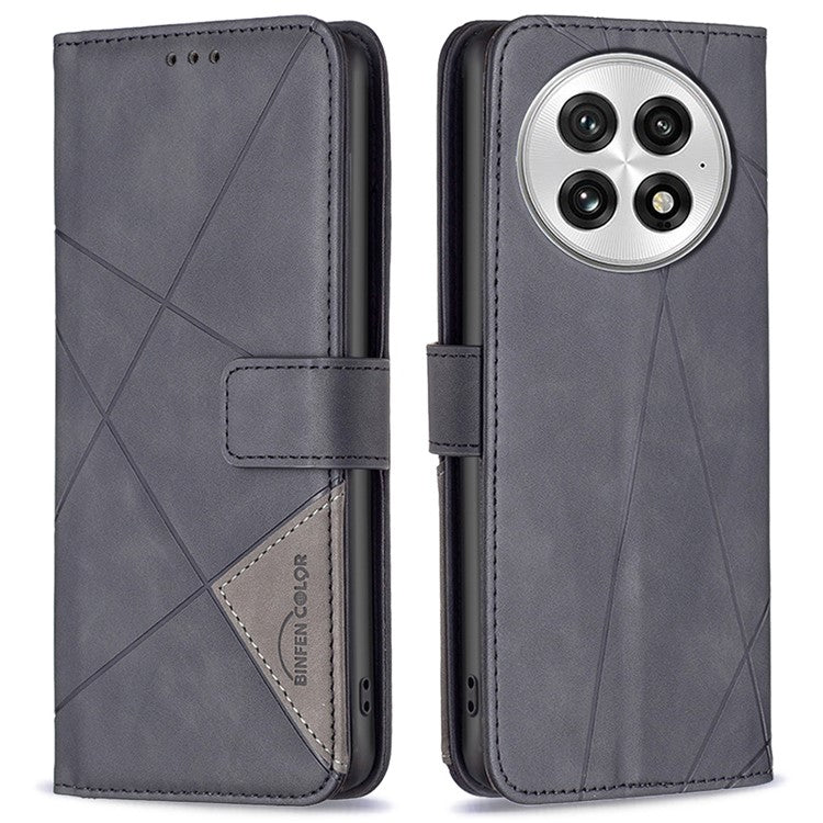 BINFEN COLOR BF05 For OnePlus 13 Case Leather Phone Cover Wallet Stand - Black
