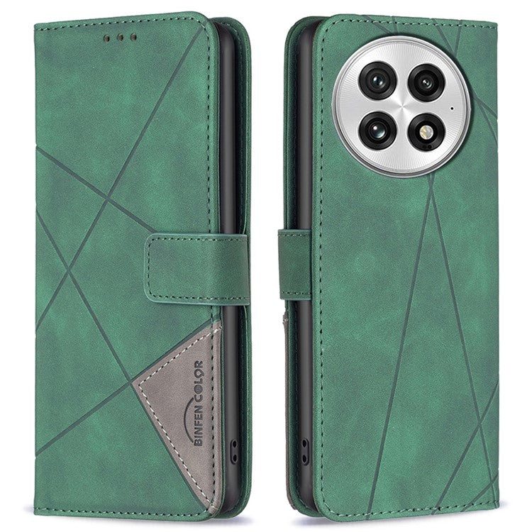 BINFEN COLOR BF05 For OnePlus 13 Case Leather Phone Cover Wallet Stand - Green