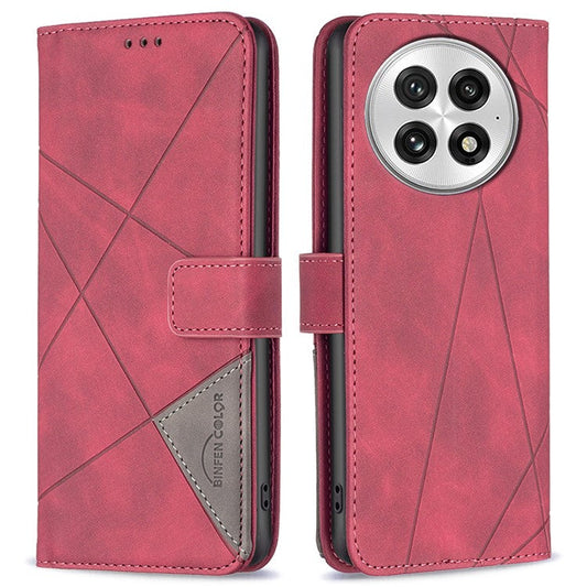 BINFEN COLOR BF05 For OnePlus 13 Case Leather Phone Cover Wallet Stand - Red
