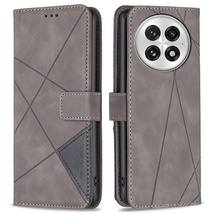 BINFEN COLOR BF05 For OnePlus 13 Case Leather Phone Cover Wallet Stand - Grey