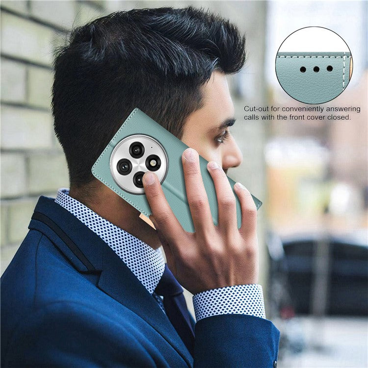 BINFEN COLOR BF33 for OnePlus 13 Leather Case Splicing Color RFID Blocking - Green