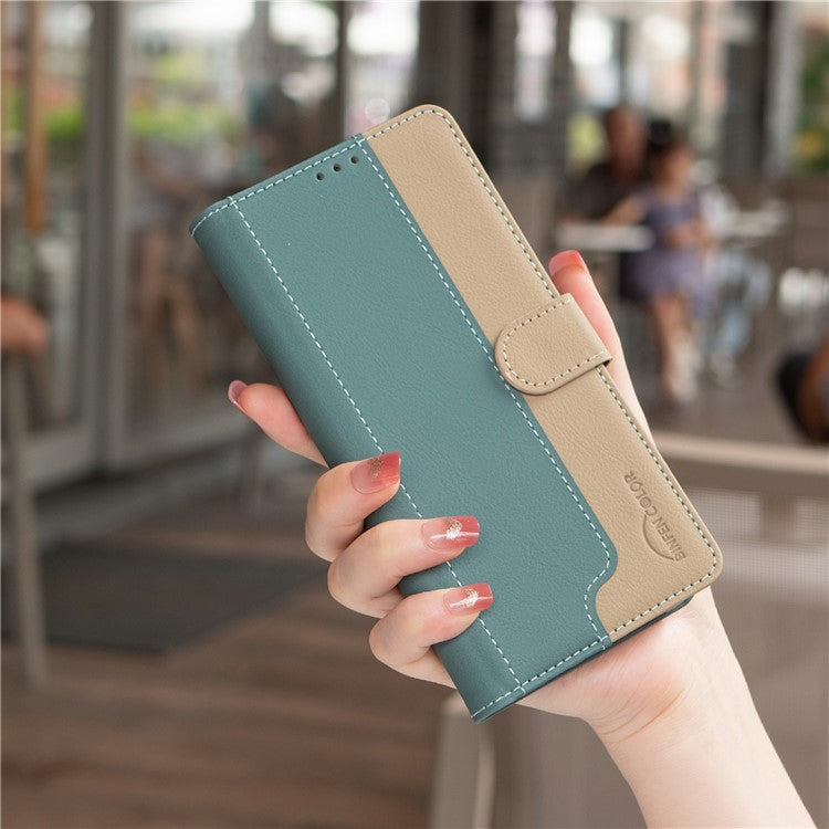 BINFEN COLOR BF33 for OnePlus 13 Leather Case Splicing Color RFID Blocking - Green