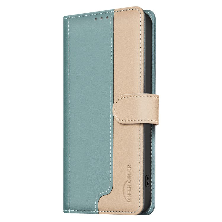 BINFEN COLOR BF33 for OnePlus 13 Leather Case Splicing Color RFID Blocking - Green