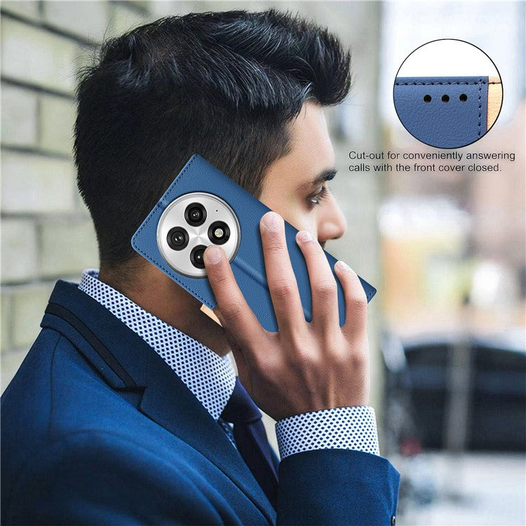 BINFEN COLOR BF33 for OnePlus 13 Leather Case Splicing Color RFID Blocking - Blue