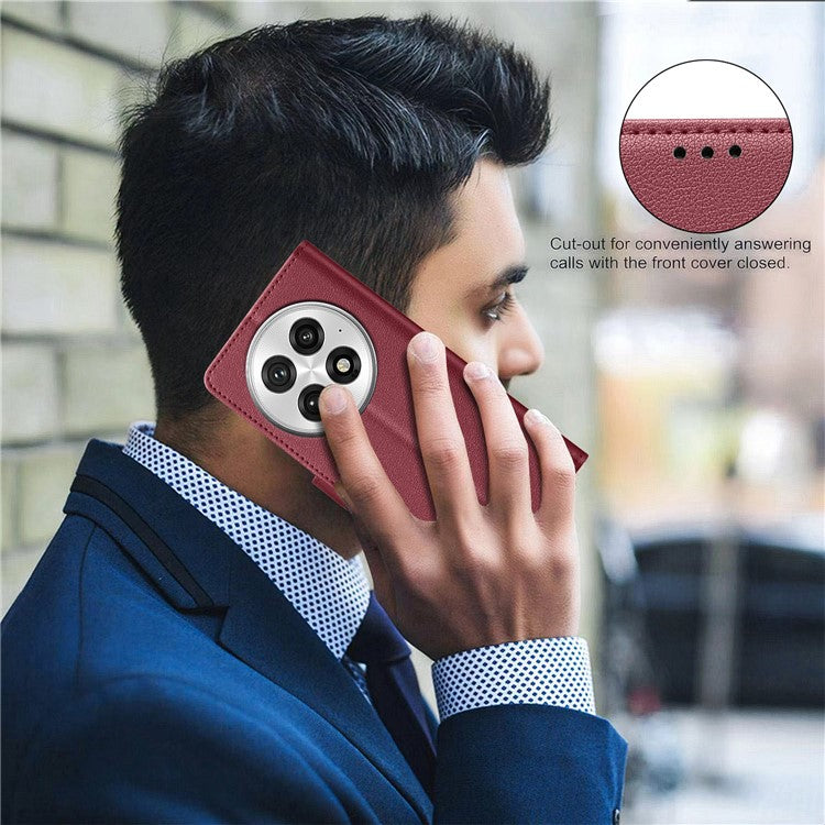 BINFEN COLOR BF32 For OnePlus 13 Leather Case Wallet RFID Blocking Phone Cover - Red