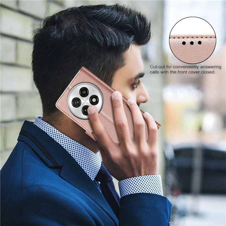BINFEN COLOR BF32 For OnePlus 13 Leather Case Wallet RFID Blocking Phone Cover - Rose Gold