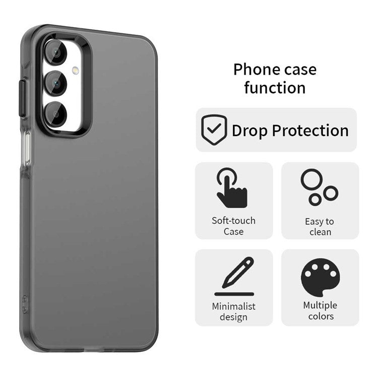 For Samsung Galaxy A16 5G / A16 4G Case PC+TPU+PET Matte Anti-Drop Phone Back Cover - Black