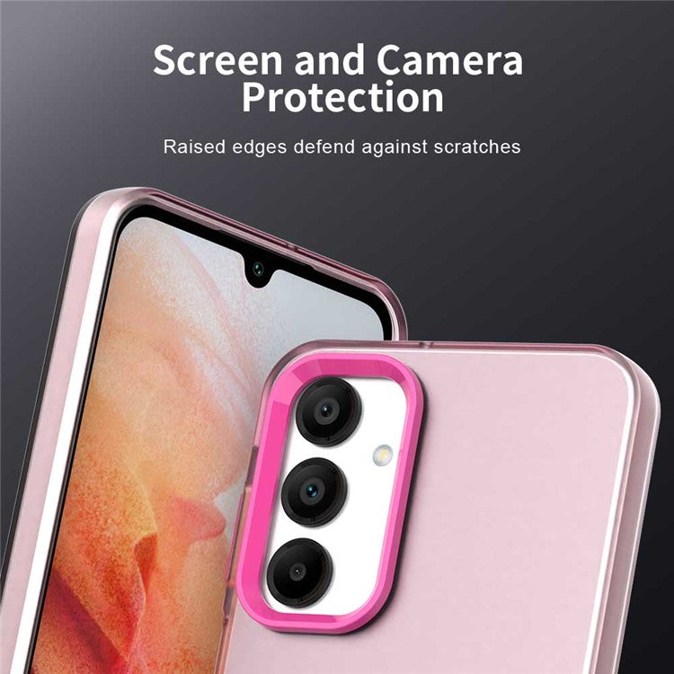 For Samsung Galaxy A16 5G / A16 4G Case PC+TPU+PET Matte Anti-Drop Phone Back Cover - Red