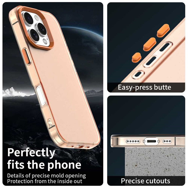 For iPhone 16 Pro Case PC+TPU+PET Matte Anti-Drop Phone Back Cover - Orange