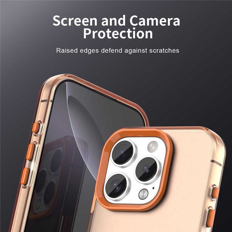 For iPhone 16 Pro Case PC+TPU+PET Matte Anti-Drop Phone Back Cover - Orange