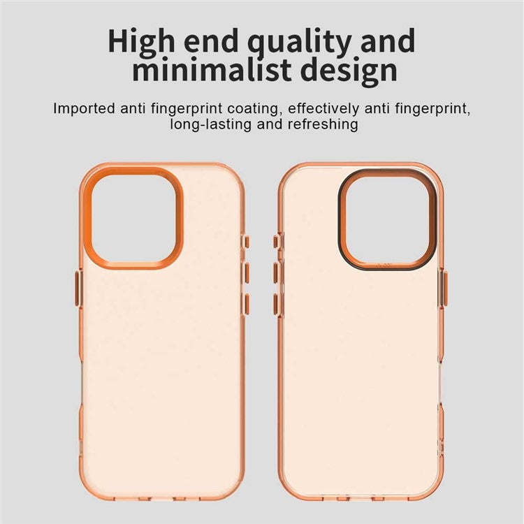 For iPhone 16 Pro Case PC+TPU+PET Matte Anti-Drop Phone Back Cover - Orange