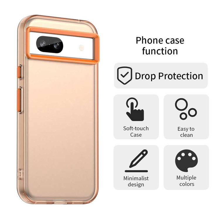 For Google Pixel 8a Case PC+TPU+PET Matte Anti-Drop Phone Back Cover - Orange