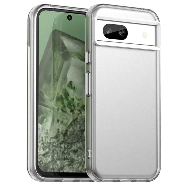 For Google Pixel 8a Case PC+TPU+PET Matte Anti-Drop Phone Back Cover - White