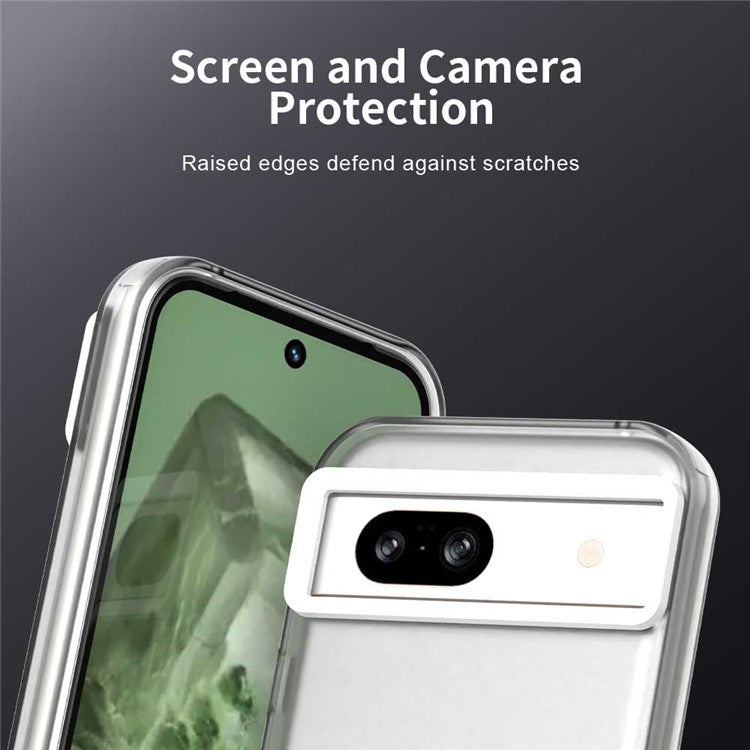 For Google Pixel 8a Case PC+TPU+PET Matte Anti-Drop Phone Back Cover - White