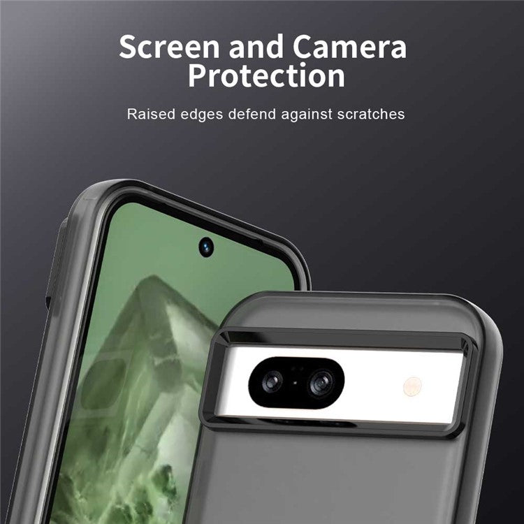 For Google Pixel 8a Case PC+TPU+PET Matte Anti-Drop Phone Back Cover - Black