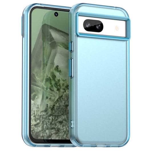 For Google Pixel 8a Case PC+TPU+PET Matte Anti-Drop Phone Back Cover - Blue