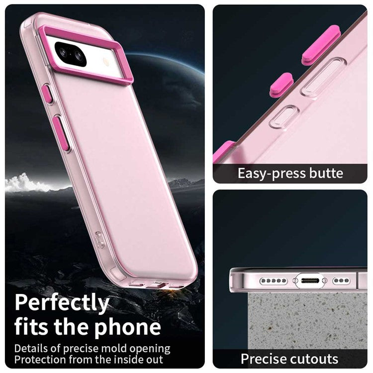For Google Pixel 8a Case PC+TPU+PET Matte Anti-Drop Phone Back Cover - Red
