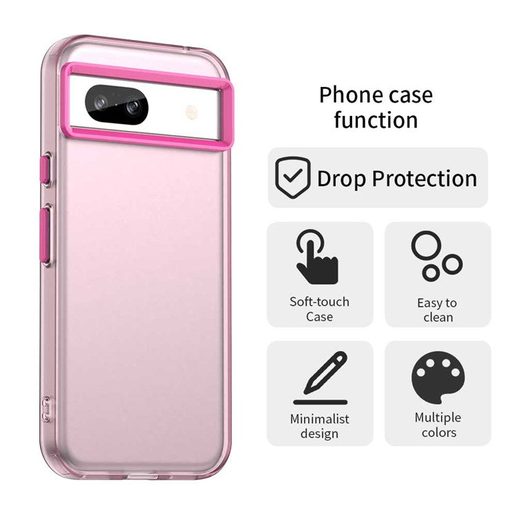 For Google Pixel 8a Case PC+TPU+PET Matte Anti-Drop Phone Back Cover - Red