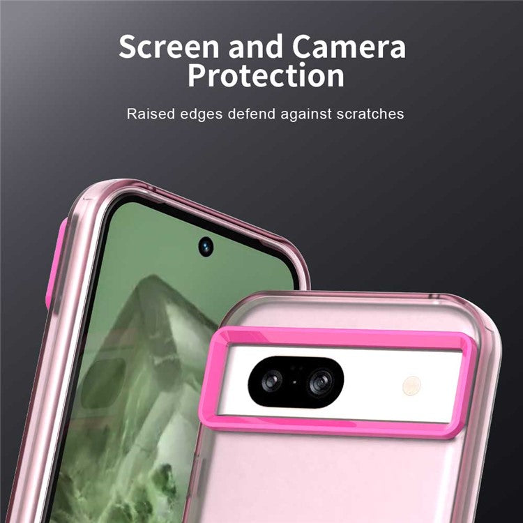 For Google Pixel 8a Case PC+TPU+PET Matte Anti-Drop Phone Back Cover - Red