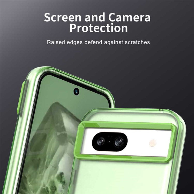 For Google Pixel 8a Case PC+TPU+PET Matte Anti-Drop Phone Back Cover - Green