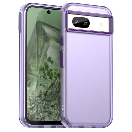 For Google Pixel 8a Case PC+TPU+PET Matte Anti-Drop Phone Back Cover - Purple