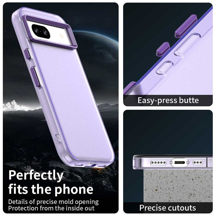 For Google Pixel 8a Case PC+TPU+PET Matte Anti-Drop Phone Back Cover - Purple