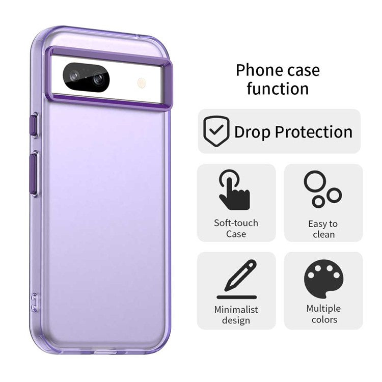 For Google Pixel 8a Case PC+TPU+PET Matte Anti-Drop Phone Back Cover - Purple