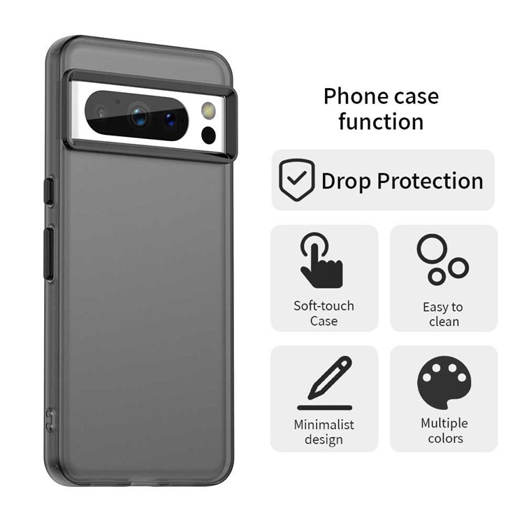 For Google Pixel 8 Pro Case PC+TPU+PET Matte Anti-Drop Phone Back Cover - Black