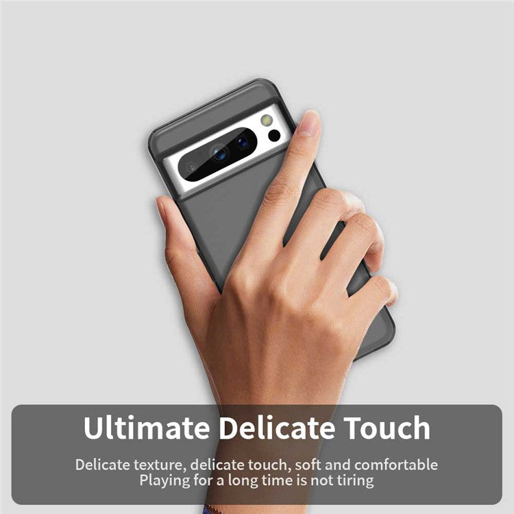 For Google Pixel 8 Pro Case PC+TPU+PET Matte Anti-Drop Phone Back Cover - Black