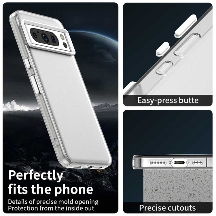 For Google Pixel 8 Pro Case PC+TPU+PET Matte Anti-Drop Phone Back Cover - White