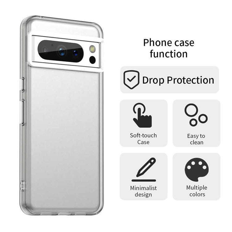 For Google Pixel 8 Pro Case PC+TPU+PET Matte Anti-Drop Phone Back Cover - White