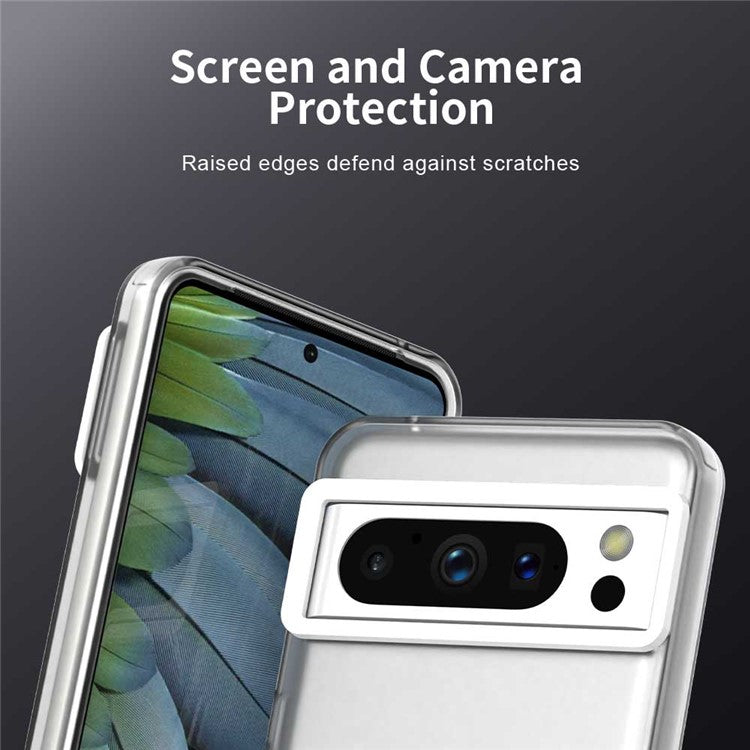 For Google Pixel 8 Pro Case PC+TPU+PET Matte Anti-Drop Phone Back Cover - White