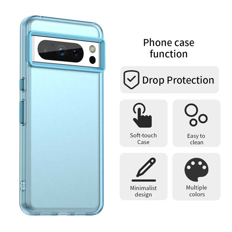 For Google Pixel 8 Pro Case PC+TPU+PET Matte Anti-Drop Phone Back Cover - Blue