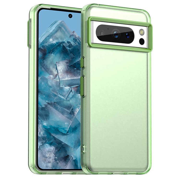 For Google Pixel 8 Pro Case PC+TPU+PET Matte Anti-Drop Phone Back Cover - Green
