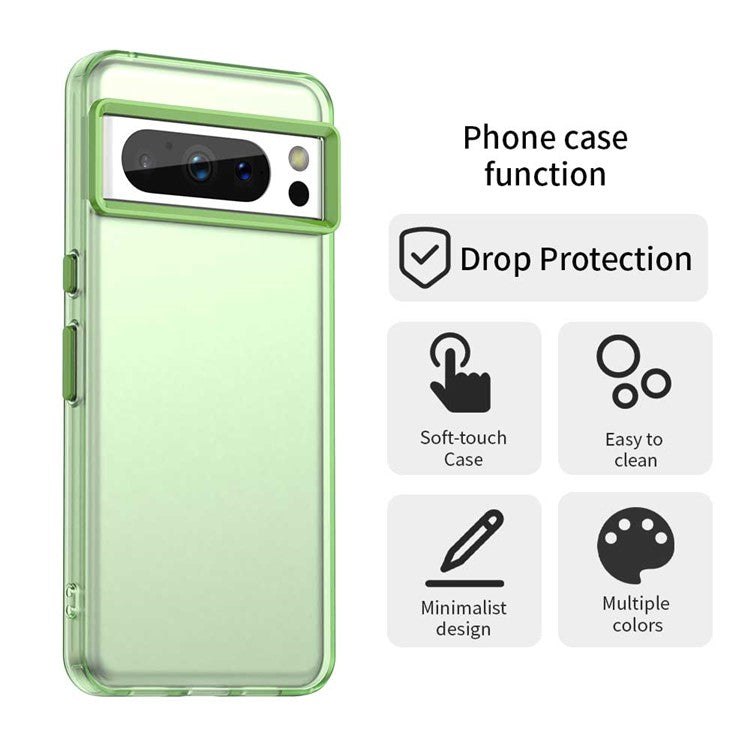 For Google Pixel 8 Pro Case PC+TPU+PET Matte Anti-Drop Phone Back Cover - Green