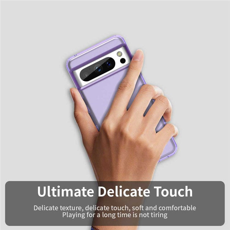 For Google Pixel 8 Pro Case PC+TPU+PET Matte Anti-Drop Phone Back Cover - Purple