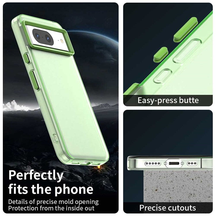 For Google Pixel 8 Case PC+TPU+PET Matte Anti-Drop Phone Back Cover - Green