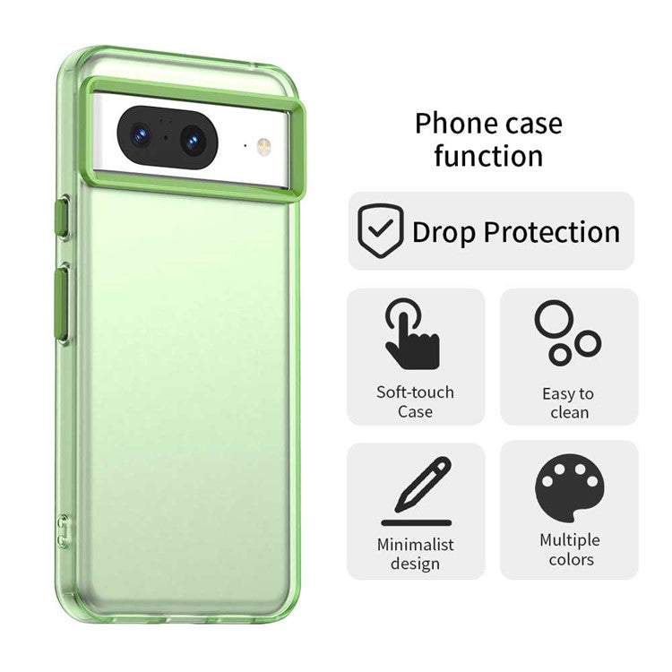 For Google Pixel 8 Case PC+TPU+PET Matte Anti-Drop Phone Back Cover - Green