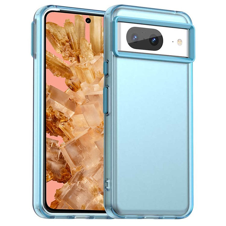 For Google Pixel 8 Case PC+TPU+PET Matte Anti-Drop Phone Back Cover - Blue
