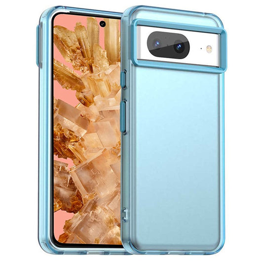 For Google Pixel 8 Case PC+TPU+PET Matte Anti-Drop Phone Back Cover - Blue